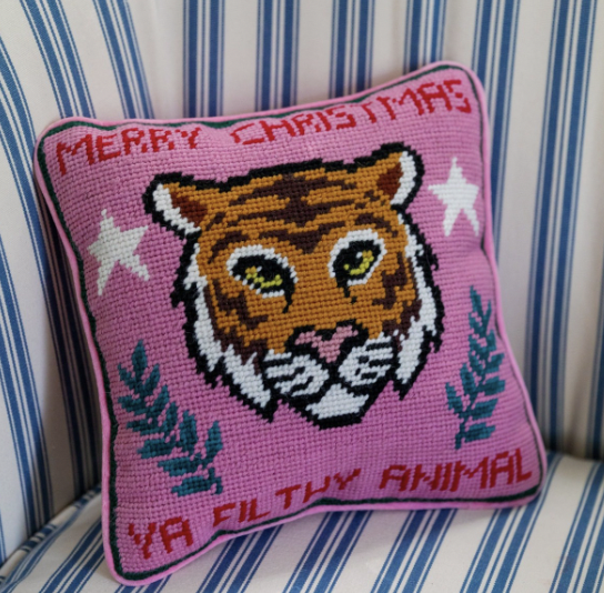 Filthy Animal Needlepoint Pillow