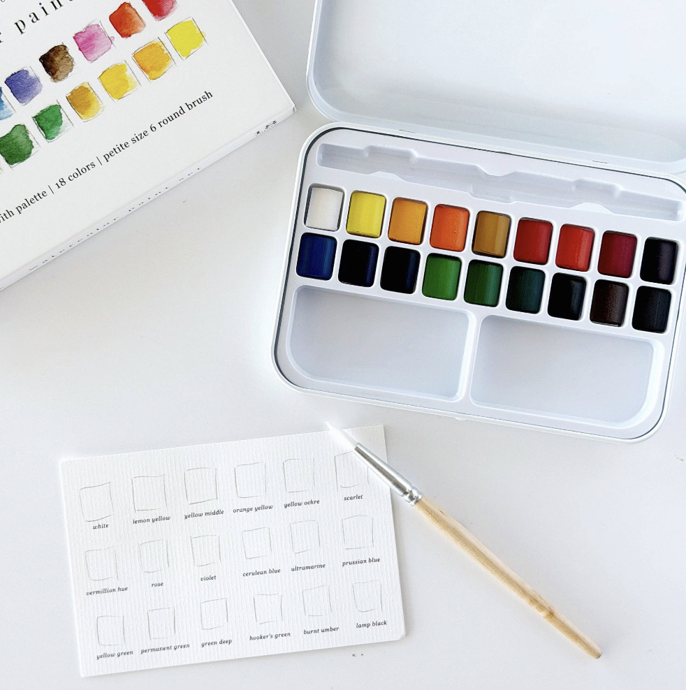 Watercolor Paint Set with 18 colors + Brush