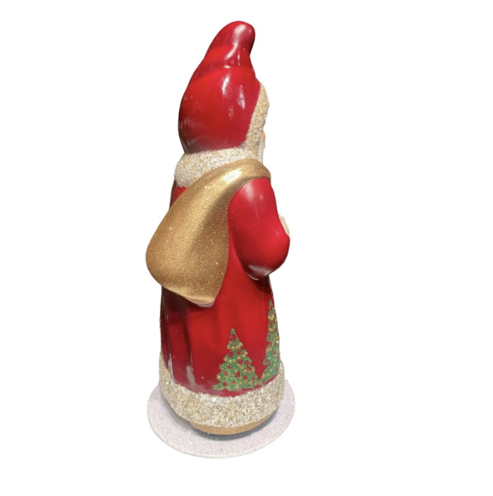 Red Coat Santa with Christmas Trees Candy Container