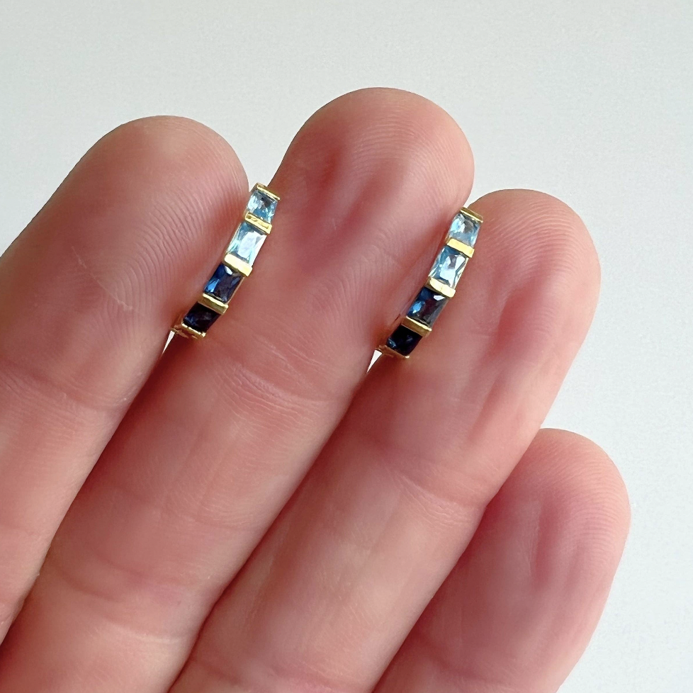 Blue Baguette Earrings