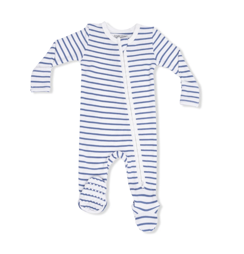 Navy Stripe Footie
