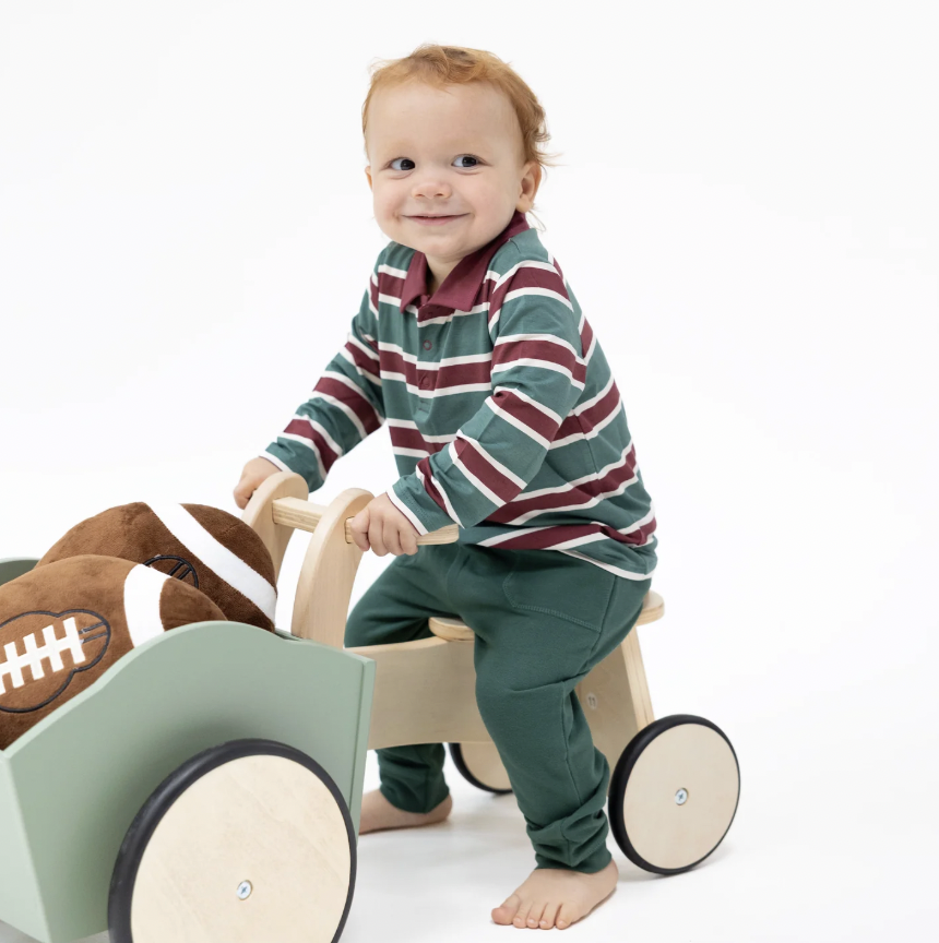 Rugby Stripe Polo Long Sleeve Shirt and Jogger Set