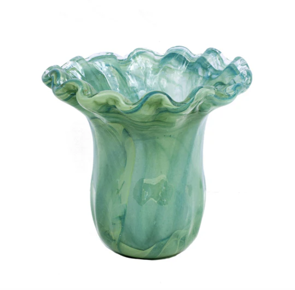 Onda Glass Green Small Tulip Vase