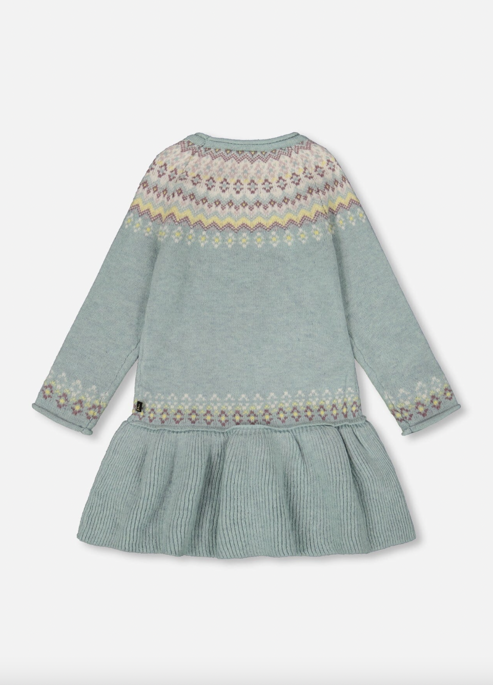 Jade Green Jacquard Sweater Dress With Ribbed Skirt