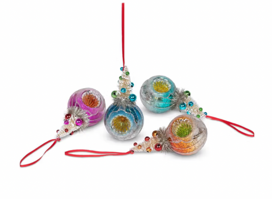 Glass Reflector Ball with Sisal Tree Ornament