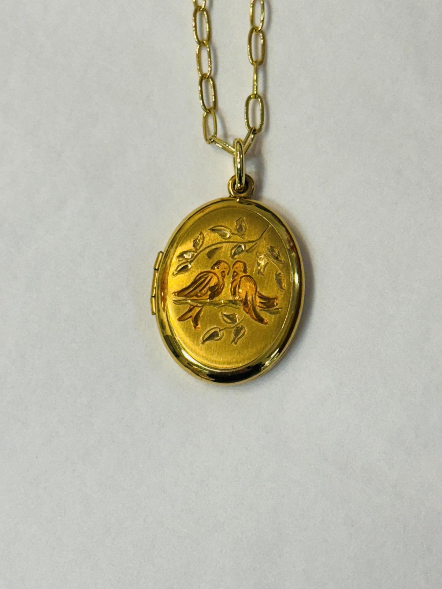 Antique Oval Locket on Dainty Paperclip Chain