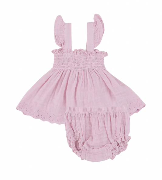 Pink Ruffle Strap Smocked Top & Diaper Cover