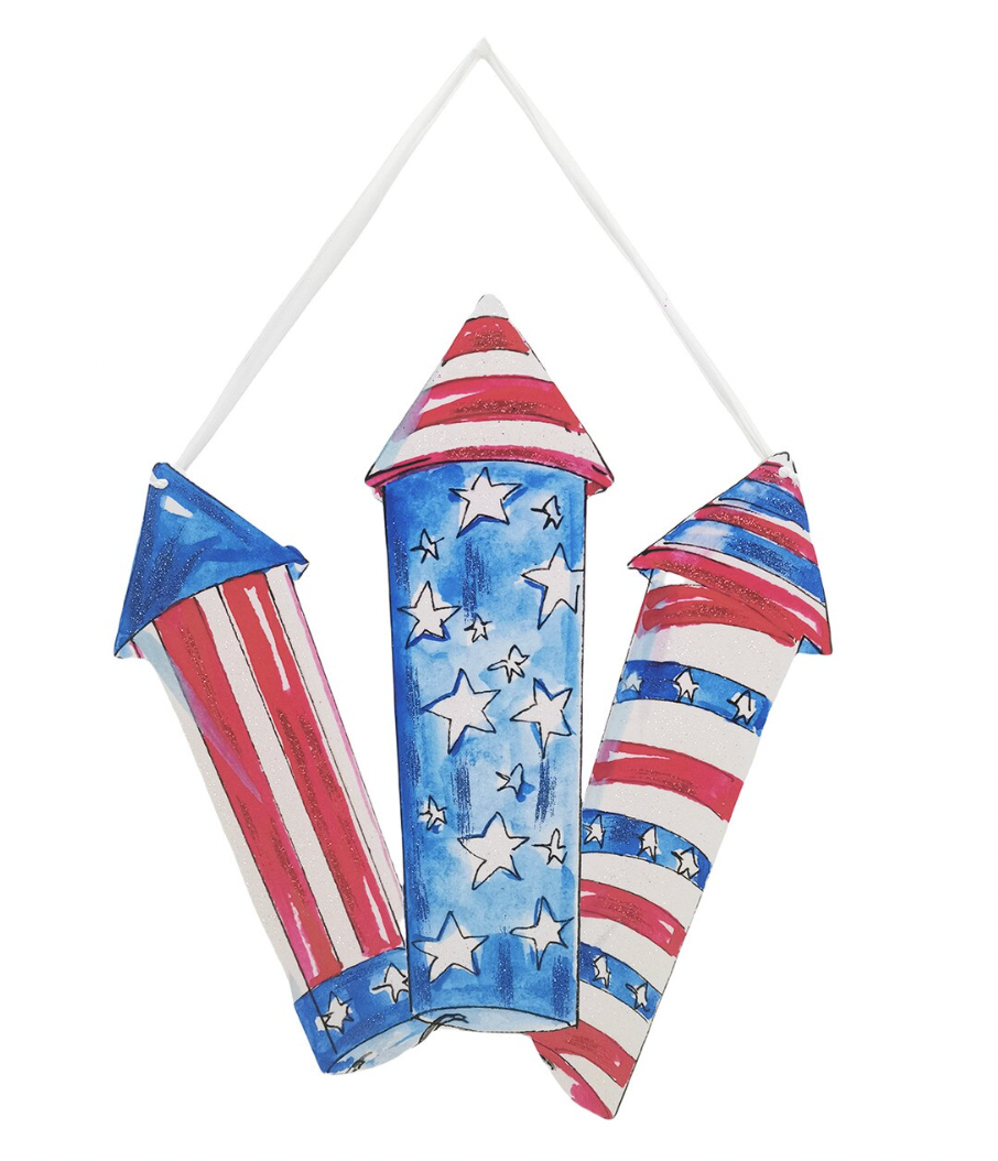 Patriotic Rockets Door Hanger