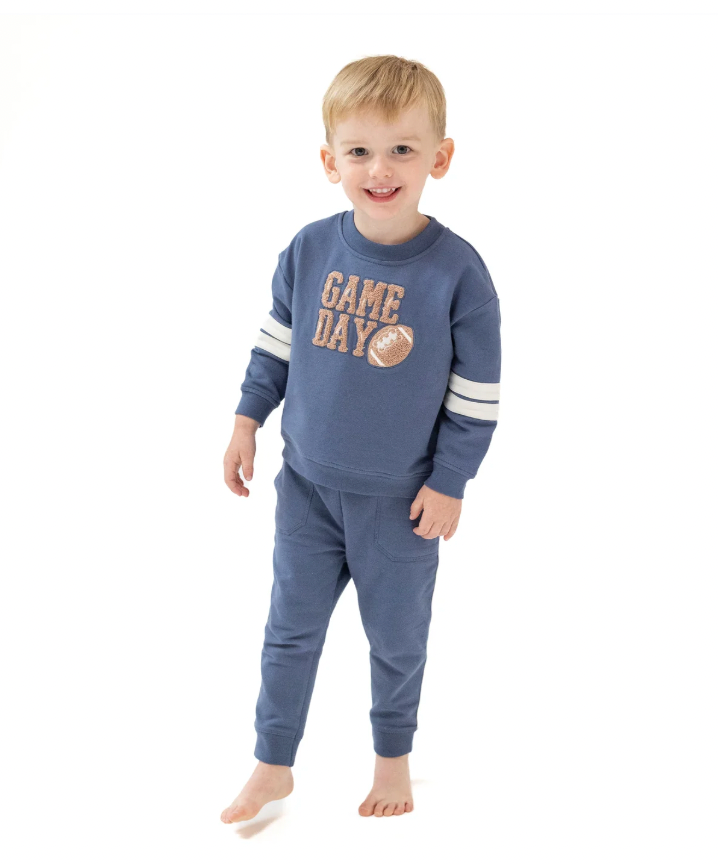 Game Day Drop Sleeve Sweatshirt with Varsity Stripes