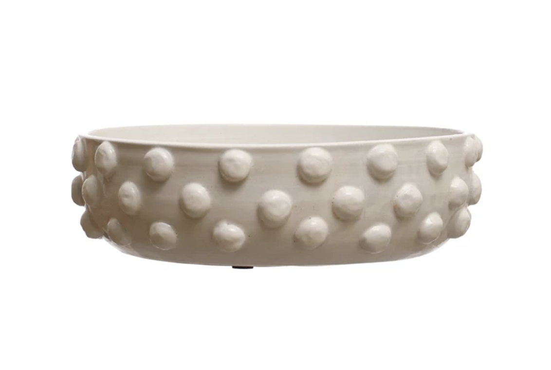 Decorative Bowl with Raised White Dots