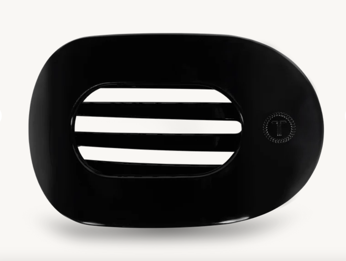 Jet Black Large Flat Round Hair Clip