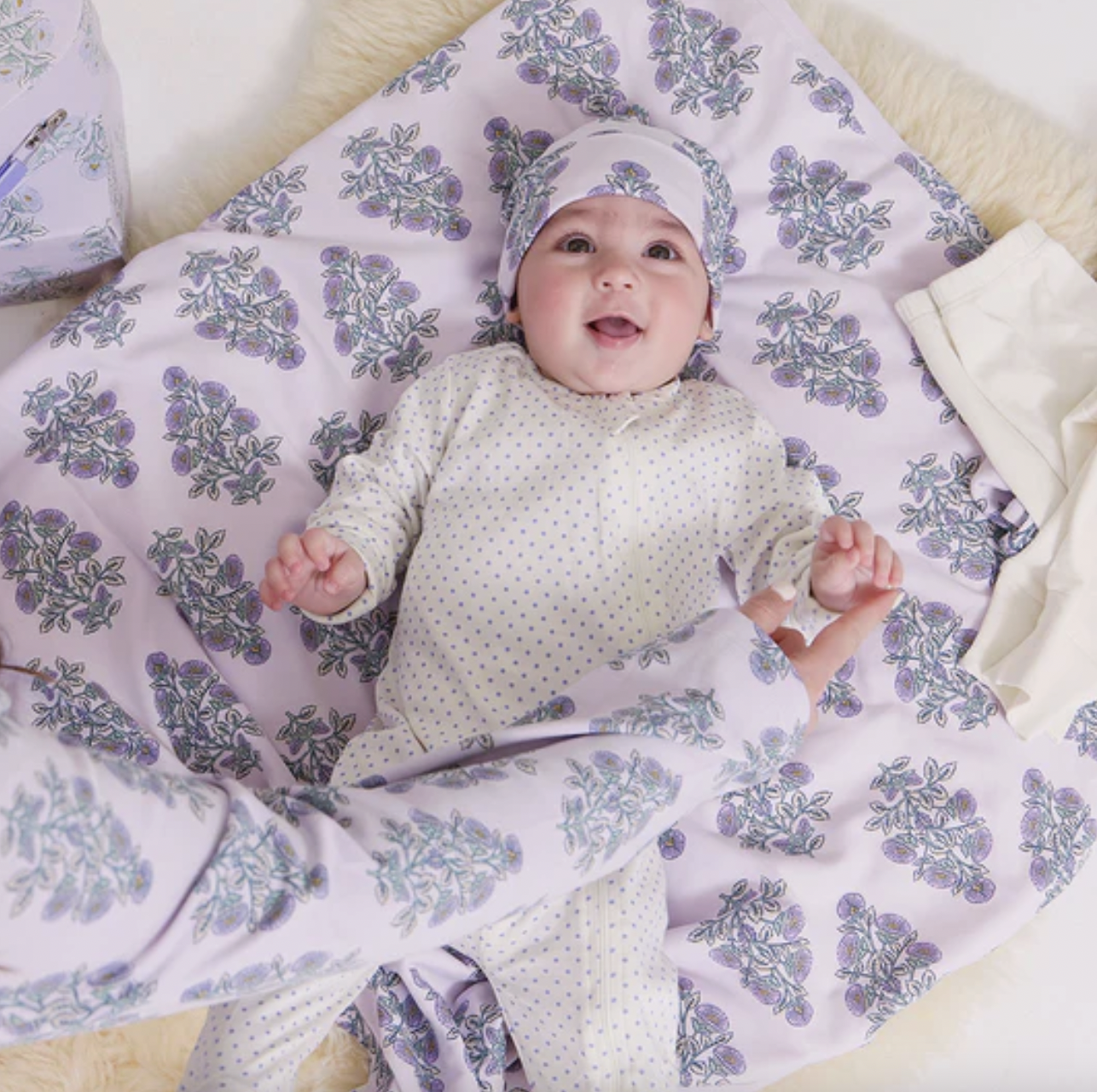 Lavender Bouquet Nesting Box Baby Take Home Set