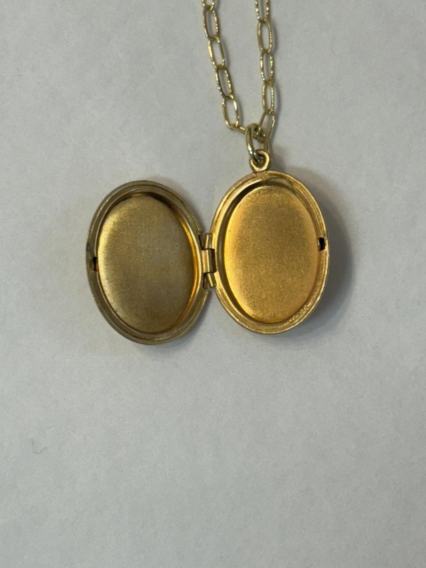 Antique Oval Locket on Dainty Paperclip Chain