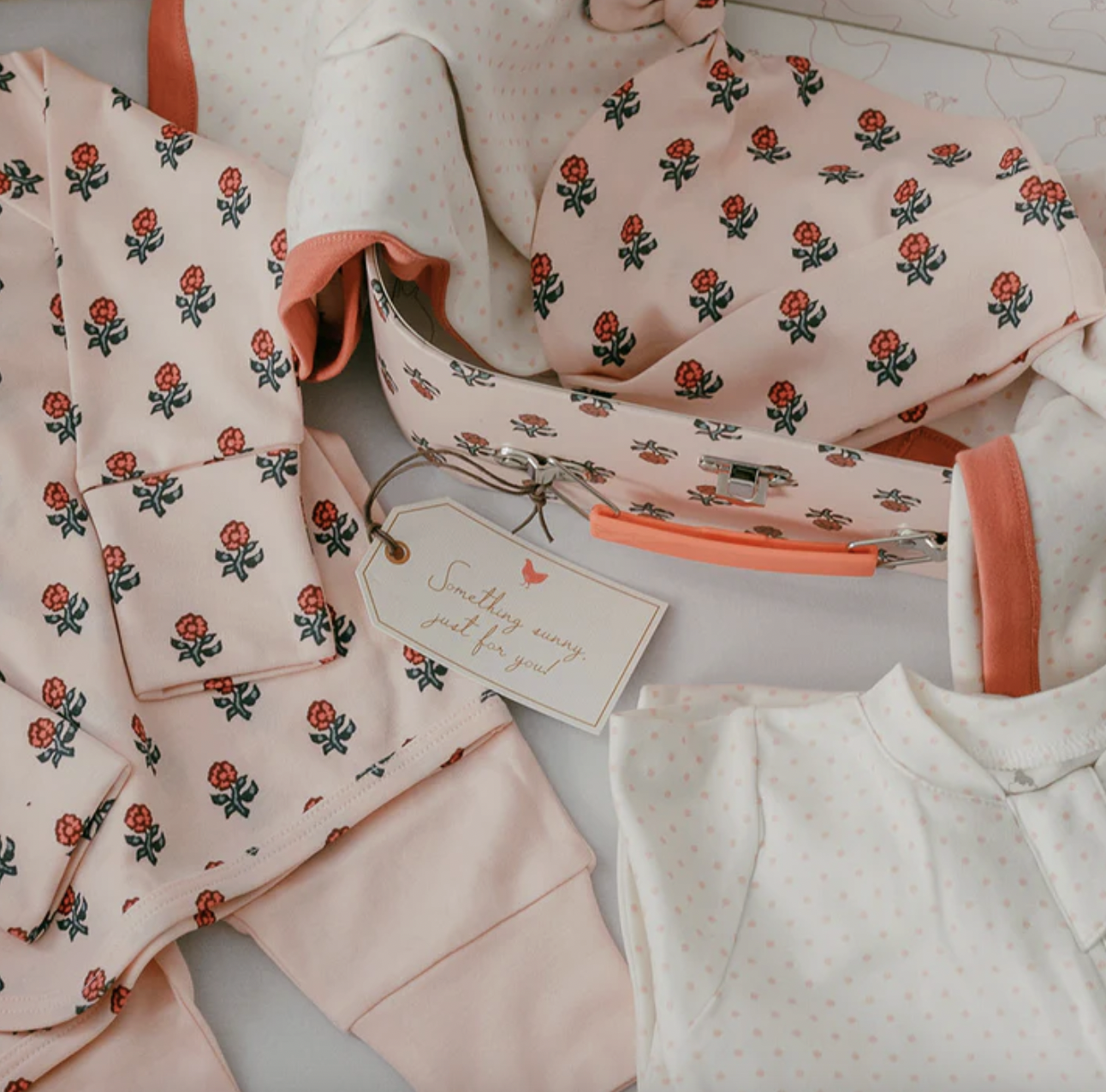 Pink Flowers Nesting Box Baby Take Home Set