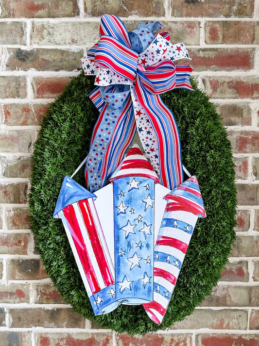 Patriotic Rockets Door Hanger