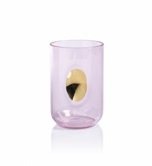 Peony Pink Aperitivo Tumbler with Gold Accents
