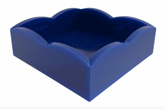 Navy Palm Acrylic Scalloped Cocktail Napkin Holder