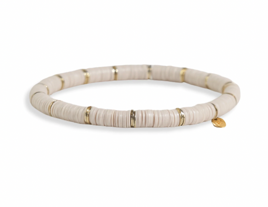 Cream Half & Half Color Block Stretch Bracelet