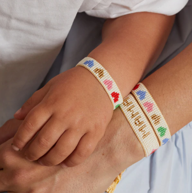 Kids' Rainbow Heart Beaded Bracelet