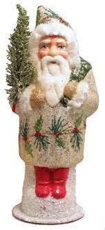Ice Gold Santa with Holly Detail German Paper Mache Candy Container