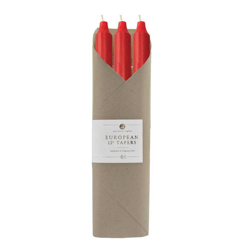 Crimson 12" Taper Candles Gift Package