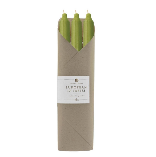 Moss Green 12" Taper Candles Gift Package