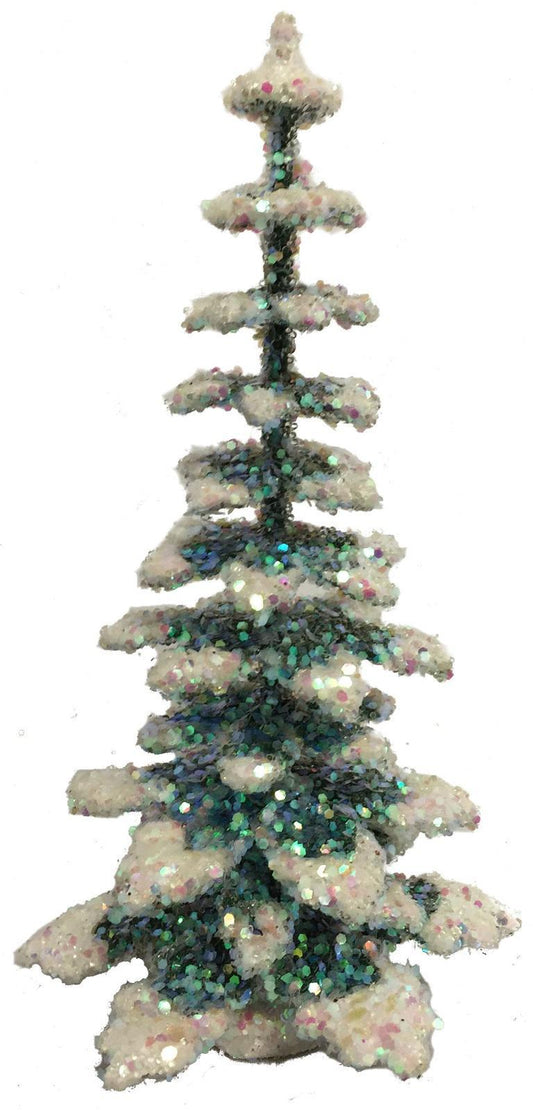 Small Paper Mache Glistening Spruce Tree