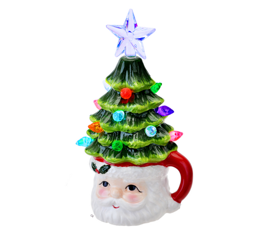 Light Up Santa Mug With Tree Mini Shimmer