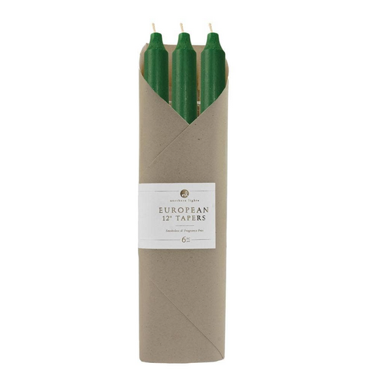 Hunter Green 12" Taper Candles Gift Package