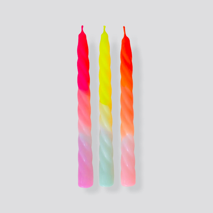 Dip Dye Twisted * Shades of Fruit Salad Twist Taper Candles