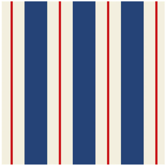 Navy & Red Awning Stripe Cocktail Napkin