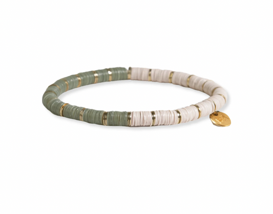 Mint Half And Half Color Block Stretch Bracelet