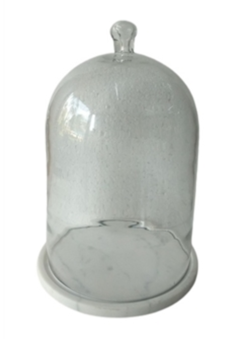 Large Glass Cloche with Marble Base