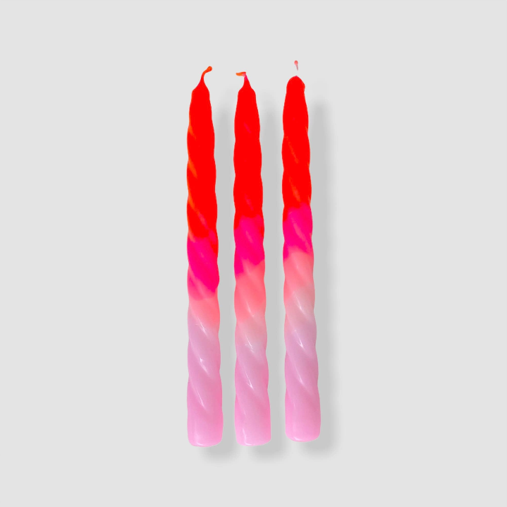 Dip Dye Twisted * Shades of Melon Twist Taper Candles