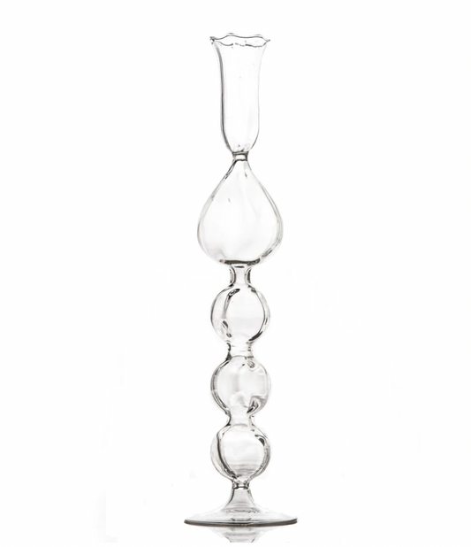 Clear Glass Candlestick with Teardrop