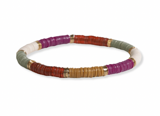 Gold + Port Color Block Stretch Bracelet