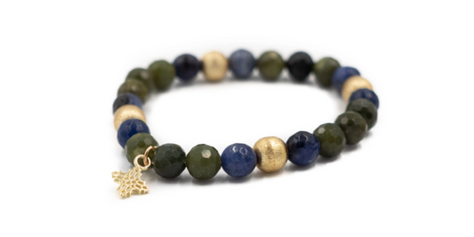Green Jade and Sodalite Beaded Bracelet