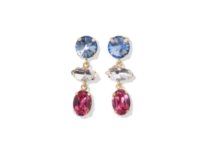 Blue & Hot Pink 3-Tier Crystal Earrings