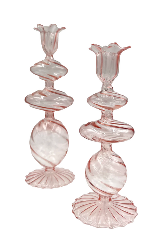Pink Swirl Candlestick