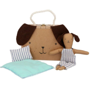 Stripy Puppy Mini Suitcase Doll