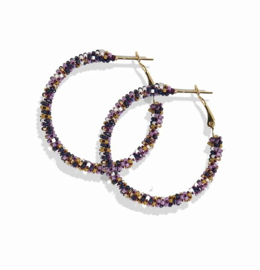 Lilac Confetti Hoop Earrings