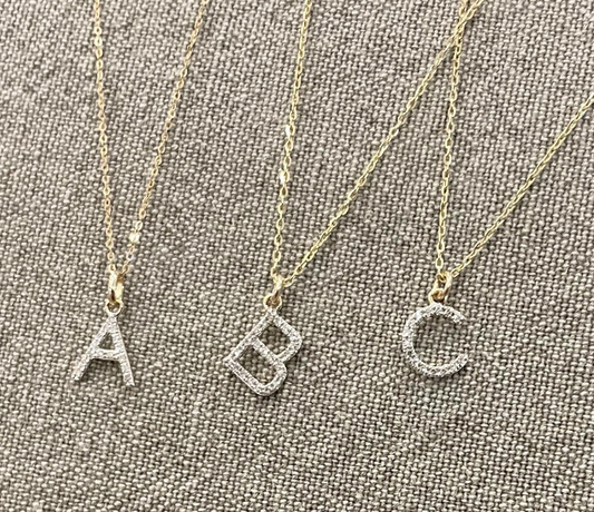Diamond Initial + 14k Gold Necklace
