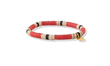 Coral & Ivory Color Block Stretch Bracelet