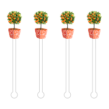 Orange Tree Topiary Acrylic Sticks