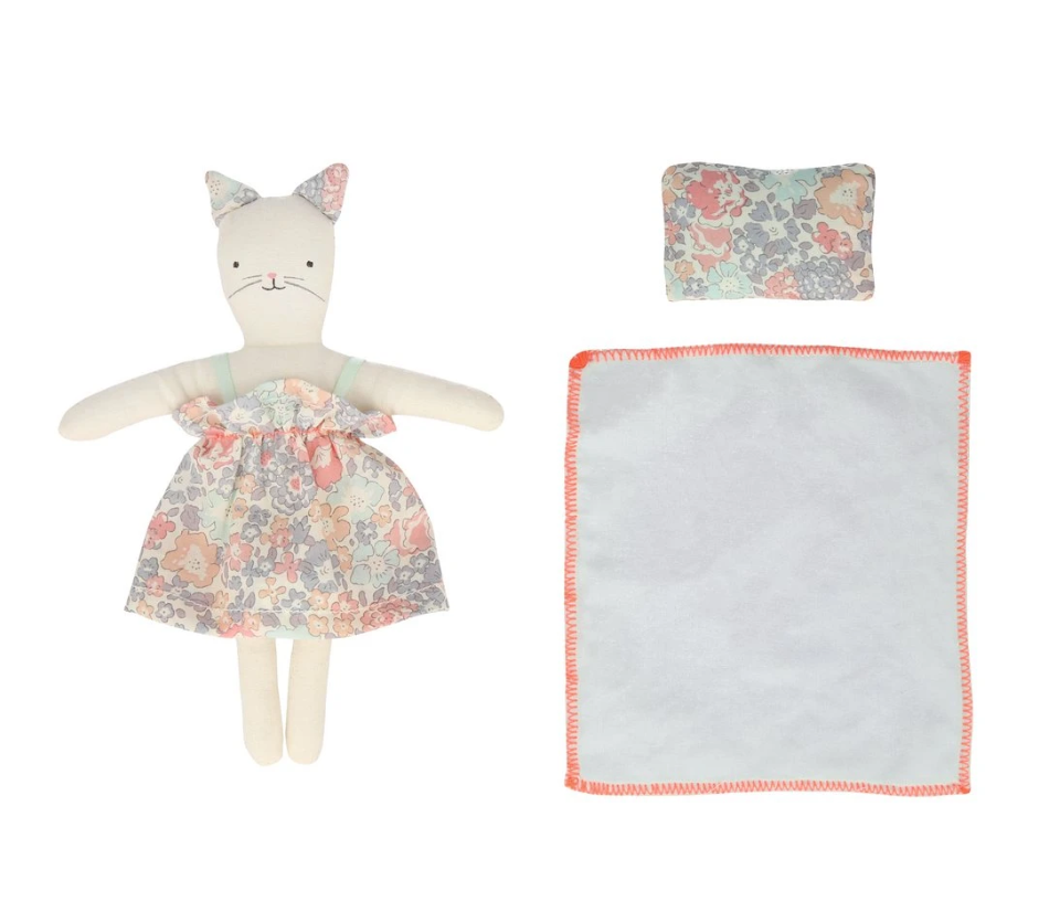 Floral Kitty Mini Suitcase Doll
