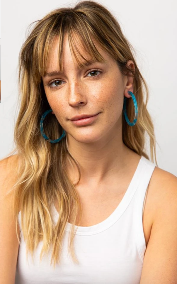 Turquoise Marbled Acetate Hoop Earrings