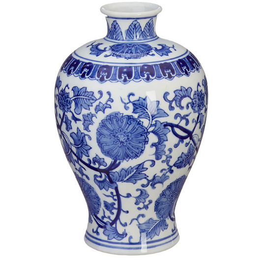 Blue and White 10.5 Inch Vase
