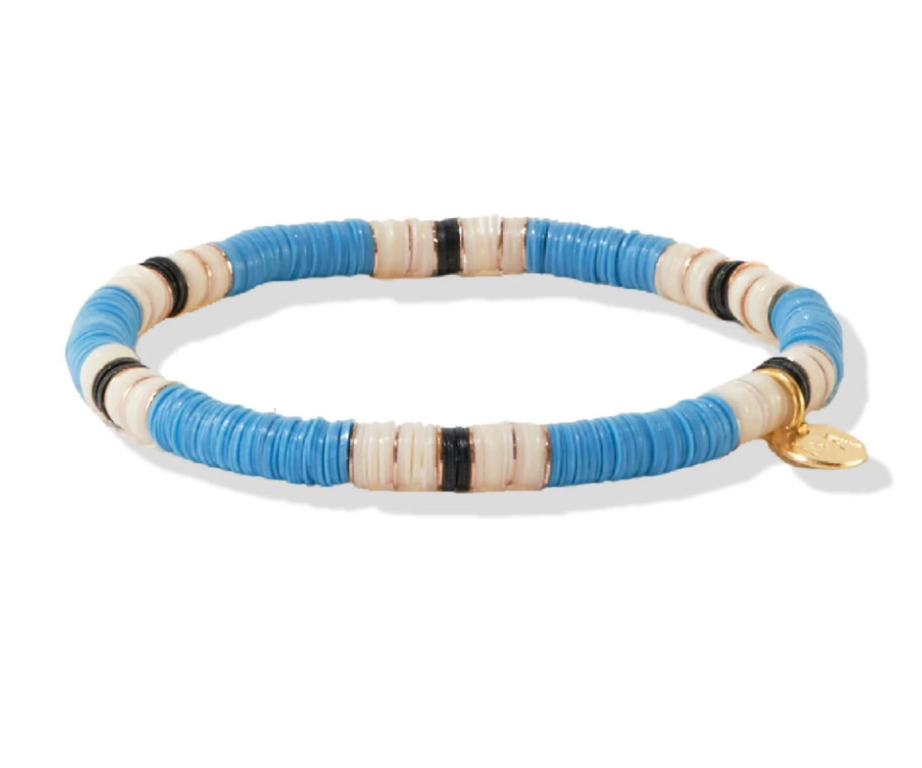 Light Blue & Black Stripe Stretch Bracelet
