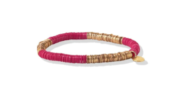 Hot Pink & Gold Stretch Bracelet