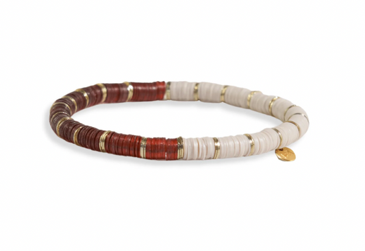 Natural + Browns Half And Half Color Block Stretch Bracelet
